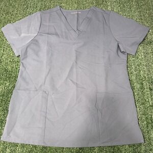 NWOT Mandala Women's Gray V-Neck Scrub Top Short Sleeve Size‎ M Equa Tek Fabric